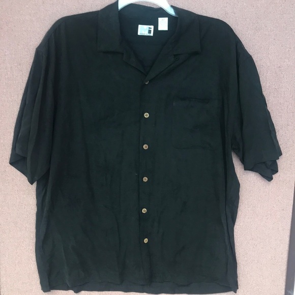 Modern Images 100% silk black shirt‎ Palm Trees - Picture 1 of 4